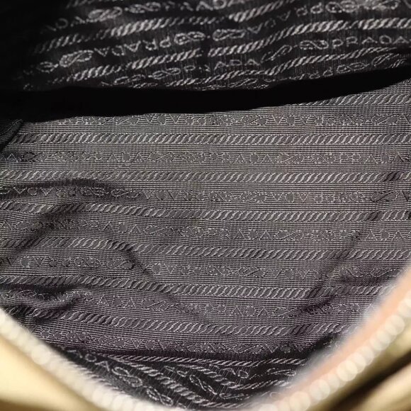 PRADA Quilted Chain Shoulder Bag Nylon Beige Auth ki4426 - Picture 14 of 16